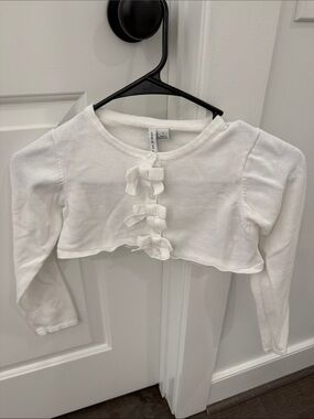 Janie and Jack Ivory Bow-Front cropped  Cardigan